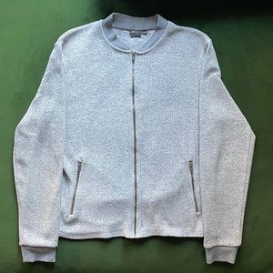 ASOS FULL ZIP CREWNECK THERMAL SWEATSHIRT MARLED GRAY (MEDIUM)